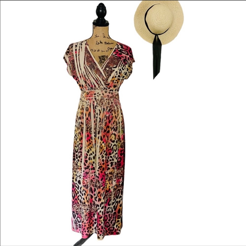 Fresh Of LA Leopard Print Maxi Dress Size L